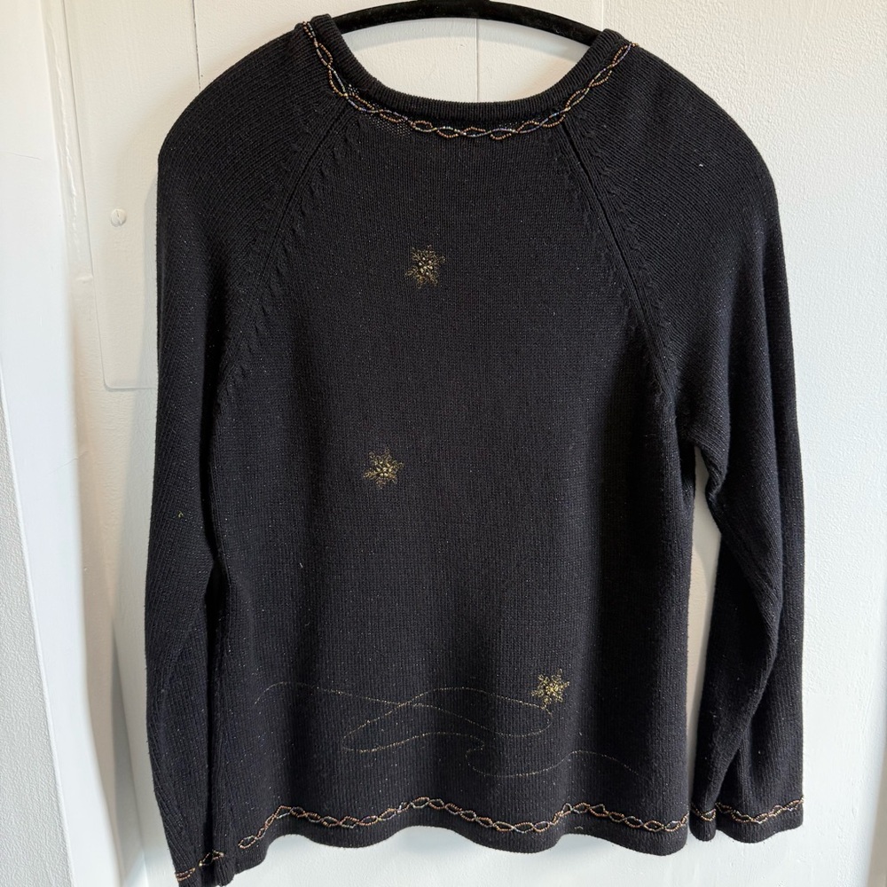 Vintage 90s Susan Bristol Knit Christmas Sweater Beaded Santa - Picture 11 of 15